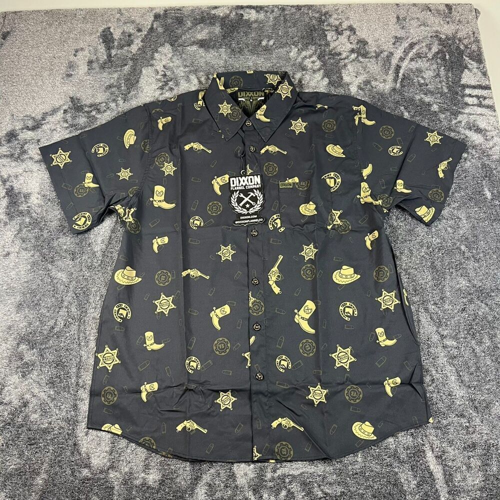 Dixxon Flannel Co 1876 Western Button Up Short Sleeve Black Men's XL NWT